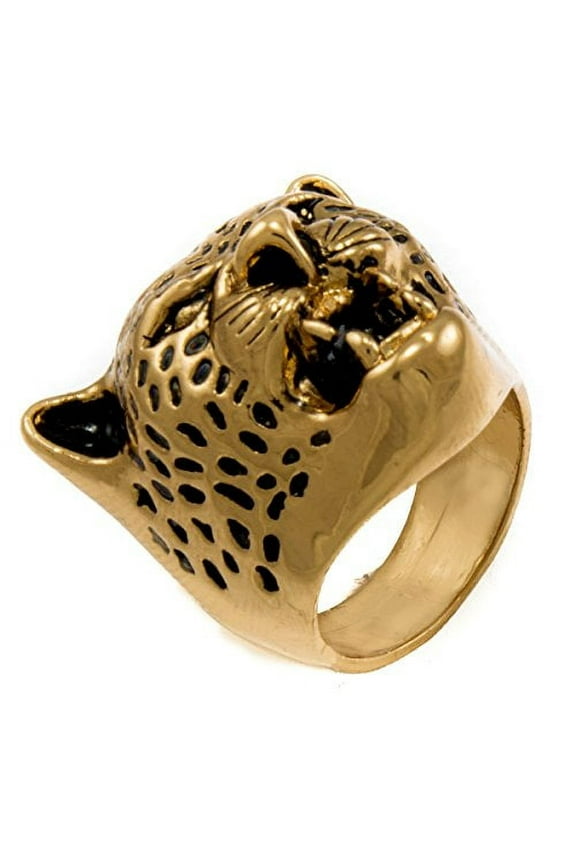 Men Gold Tone Jaguar Roaring Hip Hop Style Ring (9)