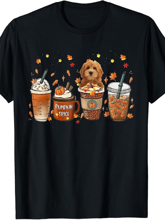 Men Goldendoodle Fall Coffee Graphic T-Shirt