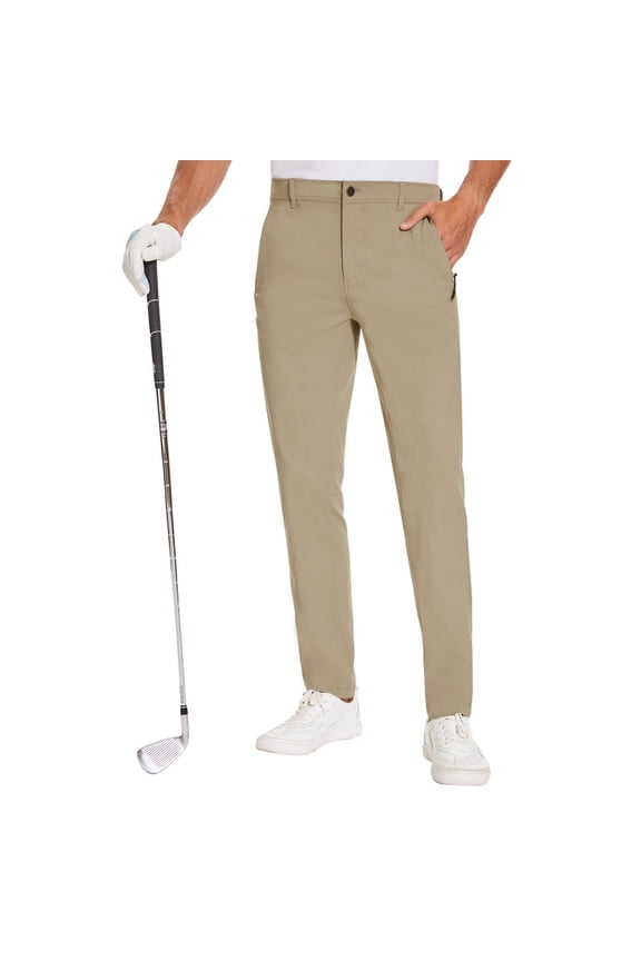 Men Golf Pants Stretch Slim fit Hiking Pants Lightweight Dress Casual Tapered Zipper Pockets