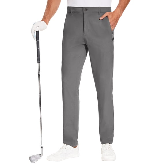 Men Golf Pants Stretch Slim fit Hiking Pants Lightweight Dress Casual Tapered Zipper Pockets