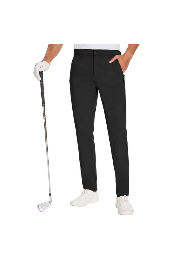 Men Golf Pants Stretch Slim fit Hiking Pants Lightweight Dress Casual Tapered Zipper Pockets