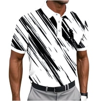 Men Golf Polo Shirt Short Sleeve Moisture Wicking Performance Print Quick Dry Collared Casual Tennis Workout Top
