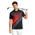 thumbnail image 1 of Aideaone Men Golf Polo Shirts Short Sleeve Button Down Gradient Tropical 3D Print Dry Fit Moisture Wicking Athletic Performance Shirt, 1 of 8