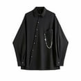 thumbnail image 1 of Men Gothic Loose Black Simple Leisure Button Asymmetrical Top Punk Long Sleeve, 1 of 5