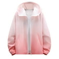 thumbnail image 1 of Men Gradient Zip Up Jackets Sun Protection Long Sleeve Shirt Color Block Drawstring Outwear, 1 of 6