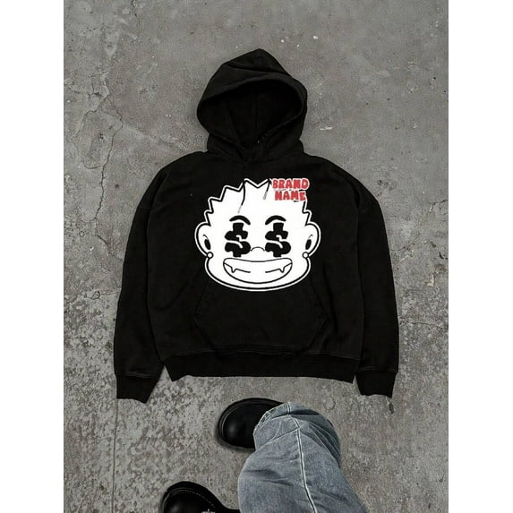 Men Graphic Long Sleeve Cotton Pullover Hoodies, Y2K Streetwear, Grunge Goth Jesus Style, Halloween And Christmas Gift For Couples,