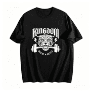 Men Graphic T Shirts 100% Cotton Retro Tiger Gym T-Shirt Dumbbell Kingdom Man of Mettle Fitness Graphic Casual Tee,Black,L