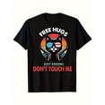 thumbnail image 1 of Men Graphic Tee Black S-5XL Free Hugs Patriotic Cat Print Heavyweight Cotton Short Sleeve T-Shirt Top Streetwear Humor, 1 of 5