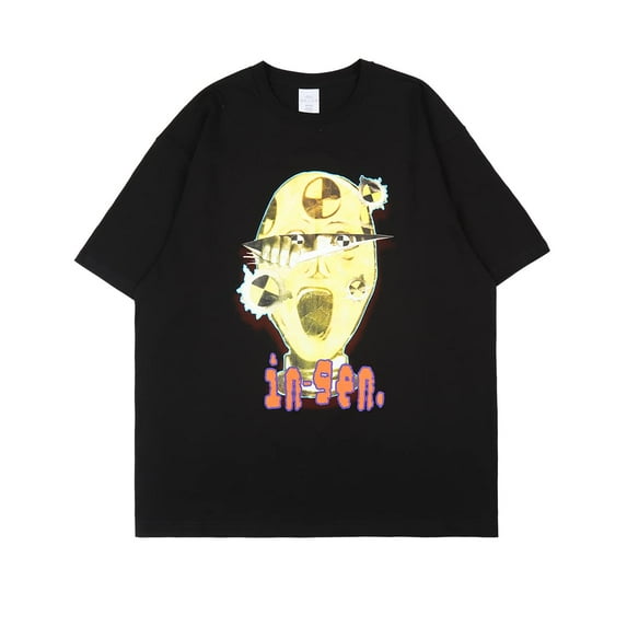 Men Graphics Print T-Shirt Hip Hop Tee Shirt Rapper Crew Neck Cotton Short Sleeve Shirt