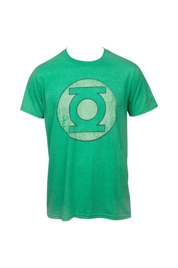 Men Green Lantern Symbol Distressed T-Shirt, Small