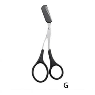 Professional Precision Trimmer Eyebrow Scissors Remover Beauty Tool with  Comb and Non Slip Finger Grips Black Silver Tone for Men