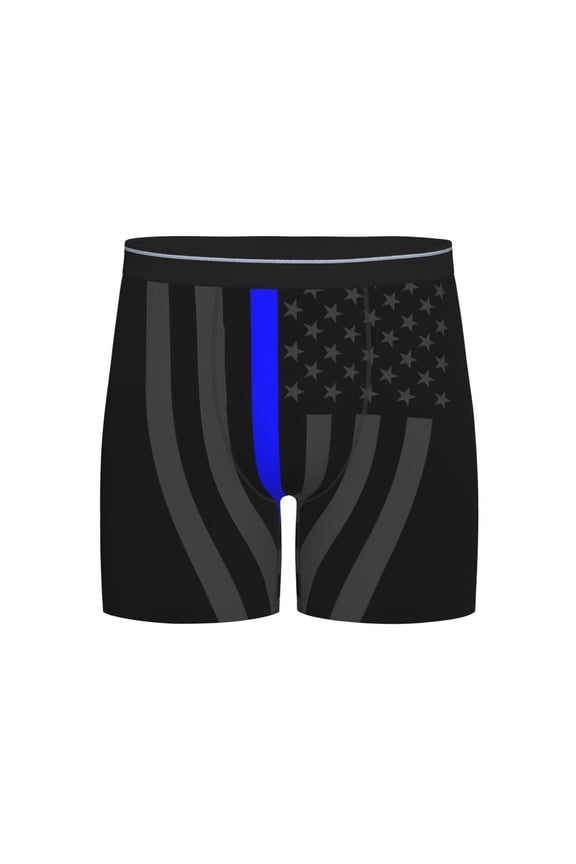 Men Group Of Thin Blue Line Flag Boxer Briefs Moisture Wicking Funny Boxer Shorts