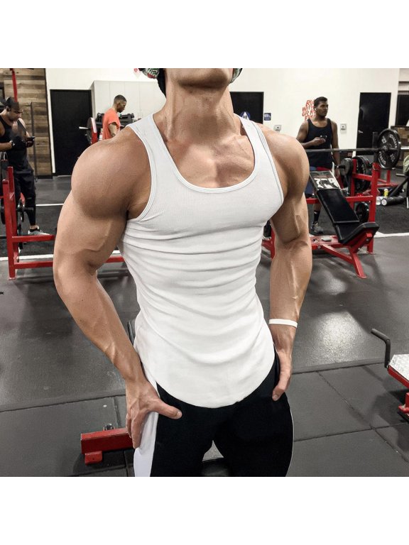 Men Gym Bodybuilding Stringer Tank Top Workout Muscle Cut Shirt Fitness Sleeveless Vest
