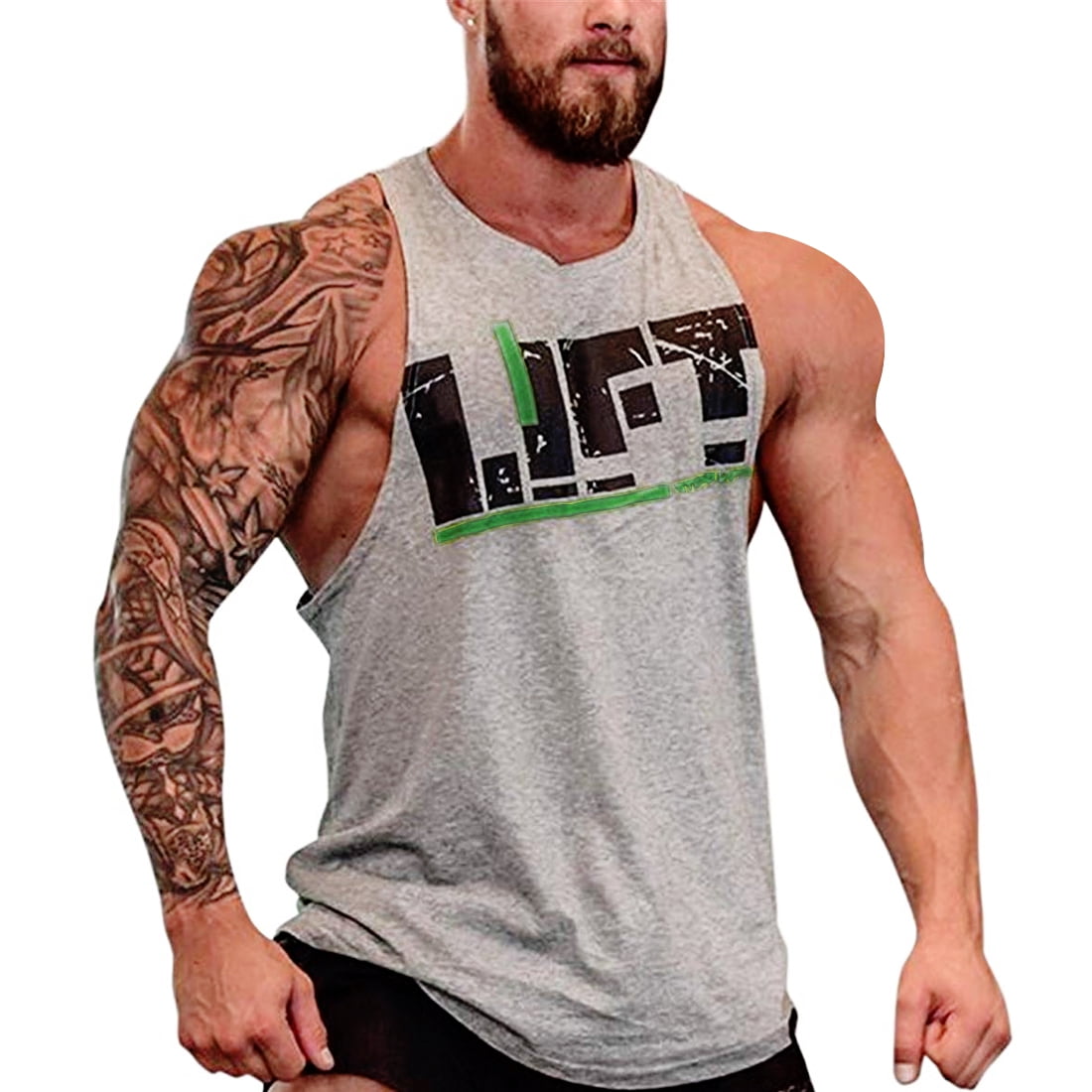 Men Gym Singlet Tank Top shirt Stringer Bodybuilding Muscle Fitness ...