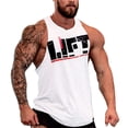 thumbnail image 1 of Men Gym Singlet Tank Top shirt Stringer Bodybuilding Muscle Fitness Vest (White, Medium), 1 of 7