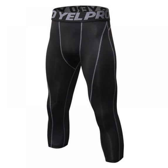 Men Gym Sport Thermal Tight Compression Base Layer Pants 3/4 Leggings Trousers