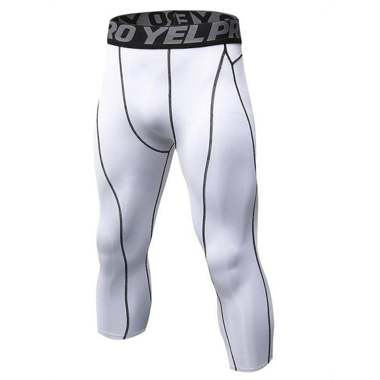 Men Gym Sport Thermal Tight Compression Base Layer Pants 3/4 Leggings  Trousers