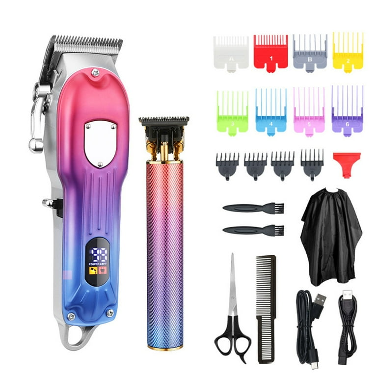 Men Hair Clippers Trimmers Set Cordless Barber Clipper for Hair Cutting with Colored Guide Combs Size Large