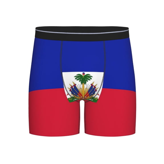 Men Haitian Flag Pattern Boxer Briefs Novelty Boxer Shorts Underwear No Fly