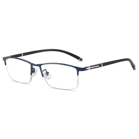Men Half Rimless Business Blue Reading Glasses 1.00, Anti-blue Light Classic Flexible Readers +1.00 Strength (Single Vision)