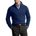 thumbnail image 1 of Men Half Zip Mock Neck Cable Knit Cotton Pullover Sweater XXXL, 1 of 7