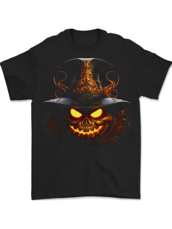 Men Halloween Evil Pumpkin Face 2 100 Cotton Holiday T-Shirt, Size S-5XL