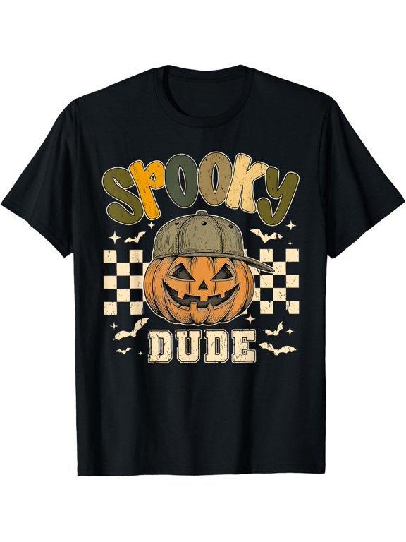Men Halloween Spooky Dude Pumpkin Graphic Design For Everyday Style T-Shirt, Size S-5XL