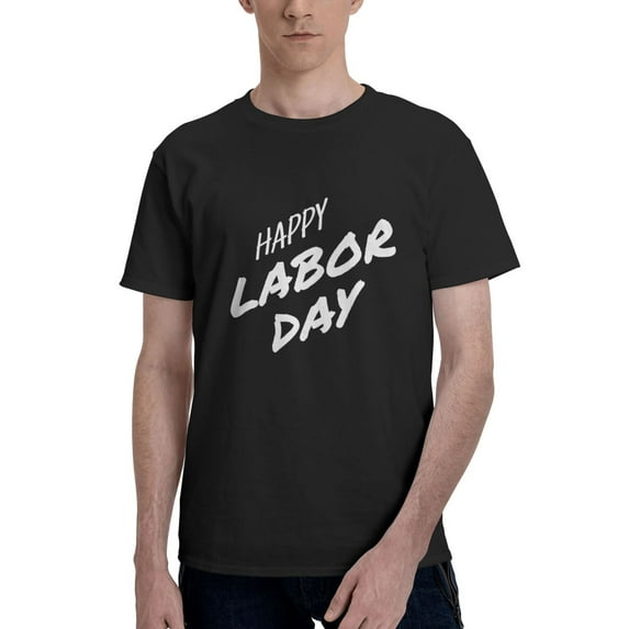 Men Happy Labor Day T-Shirt Premium 100% Cotton Short Sleeve T Shirt Tee Crew Neck Casual Tee Shirt Tops,Black,6XL