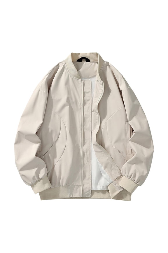 Men Harajuku Varsity Jacket Vintage Bomber Techwear Windbreaker Solid Color Unisex Korean Streetwear Coat