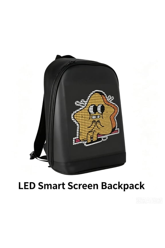 Men Hard Shell Laptop Backpack with Full-Color Editable LED Screen, Waterproof Shockproof Smart Riding Bag for Outdoor Travel School Commute