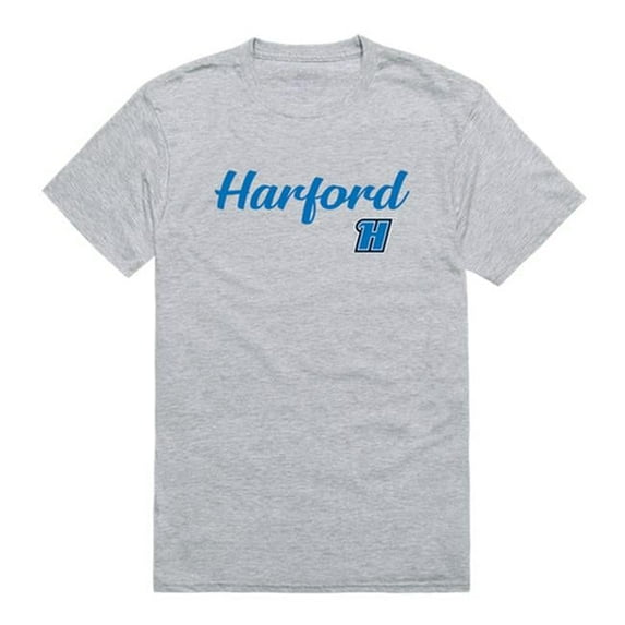 Men Harford Fighting Owls Script T-Shirt, Heather Grey - Medium
