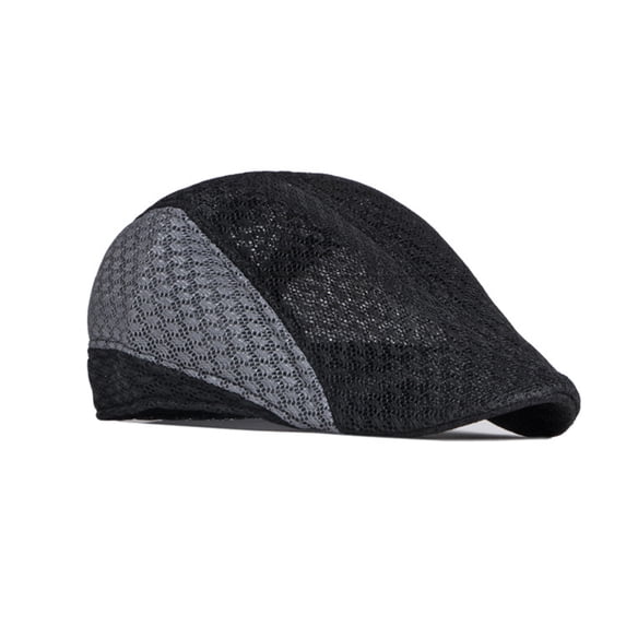 Men Hat Hollow Out Contrast Color Thin Breathable Sunscreen Beret Summer Hat Headwear