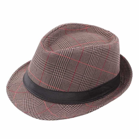 Men Hat Vintage Retro Lightweight Portable Washable English Stylish Classic Plaid Sunshade Anti-UV Daily Hat for Daily Wear