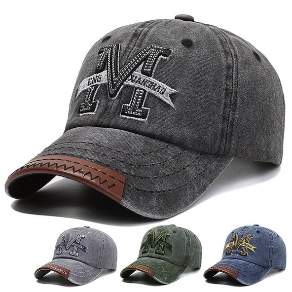 Men Hats Baseball Hat Embroidered Letter M Retro Duckbill Cap Men and Women Make Old Baseball Caps Boyfriend Valentines Day Gifts,Black