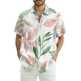 thumbnail image 1 of Men Hawaiian Shirt Short Sleeves Printed Button Down Shirts Summer Beach Mens Shirts Clearance 16-Light pink 2XL, 1 of 5
