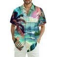 thumbnail image 1 of Men Hawaiian Shirt Short Sleeves Printed Button Down Shirts Summer Beach Mens Shirts Clearance 19-Sky Blue S, 1 of 5