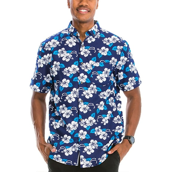 Men Hawaiian Shirt Vacation Short Sleeve Casual Button Down Shirts Summer Beach Shirt