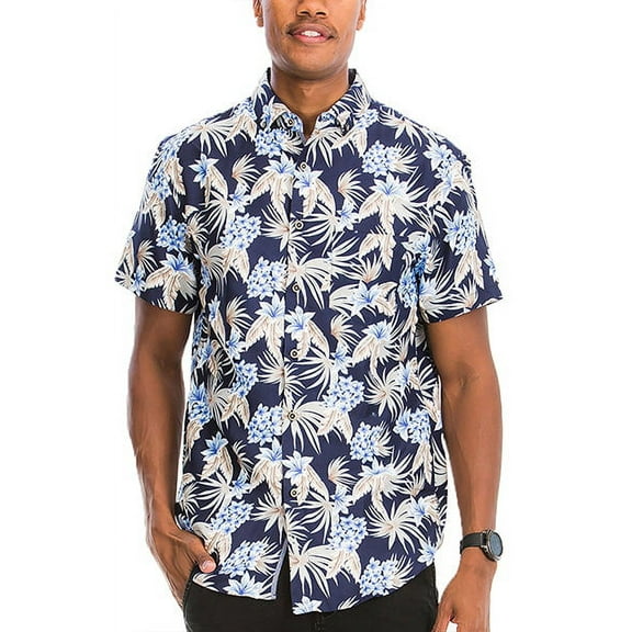 Men Hawaiian Shirt Vacation Short Sleeve Casual Button Down Shirts Summer Beach Shirt
