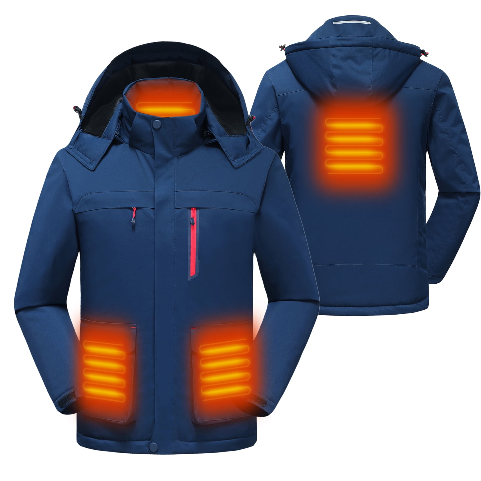 Men Heated Jacket with Detachable Hood Winter Warm Heating Jacket Coat