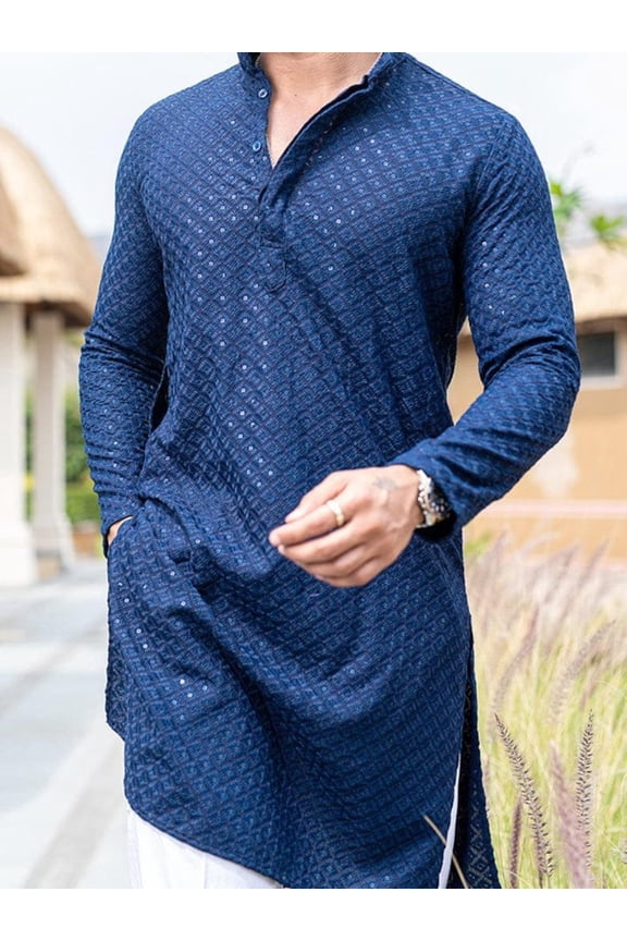 Men Heavy Chikankari mirror work kurta pajama set Indian wedding wear outfit for mens ceremony outfit