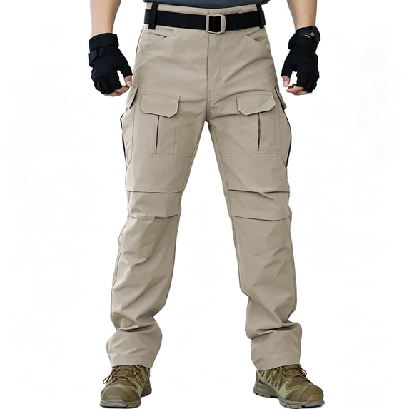 Men Heavy Duty Twill Multi Pocket Work Pants Relaxed Fit Construction