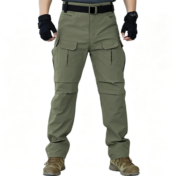 Men Heavy Duty Twill Multi Pocket Work Pants Relaxed Fit Construction