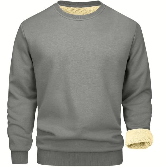 Men Henley Long Sleeve Hvyesh Men's Big an Tall Sherpa Lined Crewneck Sweatshirts Warm Fleece Pullover Thermal Long Sleeve Hoodie