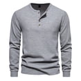 thumbnail image 1 of Men Henley Long Sleeve T-Shirt Casual Pullover Soft Stretch Basic Fall Tops Cotton Button Solid Color 2025, 1 of 5