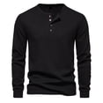 thumbnail image 1 of Men Henley Long Sleeve T-Shirt Casual Pullover Soft Stretch Basic Fall Tops Cotton Button Solid Color 2025, 1 of 5