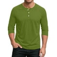 thumbnail image 1 of Men Henley Shirts,Solid Color 3/4 Sleeve Round Neck Button Polos Shirt Office Casual Business Blouses Outdoor Gym Workout Sport Pullover Tops Mens Fall Winter Classic Basic Tees, 1 of 5
