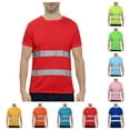 thumbnail image 1 of Men Hi Vis Reflective Quick Dry Safety Shirts Women High Visibility Breathable Mesh Short Sleeve Neon Work Shirt Red M, 1 of 5