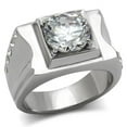 thumbnail image 1 of Men High Polished Stainless Steel Ring with AAA Grade CZ in Clear - Size 11, 1 of 1