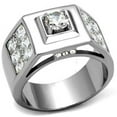 thumbnail image 1 of Men High Polished Stainless Steel Ring with AAA Grade CZ in Clear - Size 11, 1 of 1