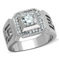 thumbnail image 1 of Men High Polished Stainless Steel Ring with AAA Grade CZ in Clear - Size 12, 1 of 1